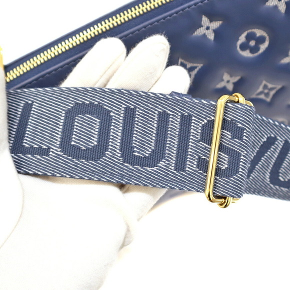 Louis Vuitton Coussin Lambskin Bag Puff Denim White Navy Blue Chain Handle - Picture 6 of 9